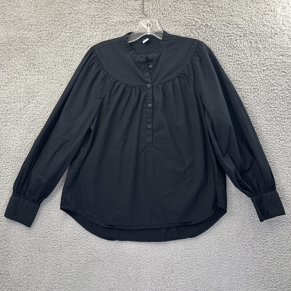 Old Navy Long Sleeve‎ Henley Popover Black Cottage Prairie Dark Boho Women Small